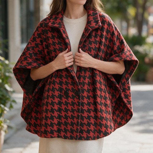 Miss red houndstooth wool - miss,